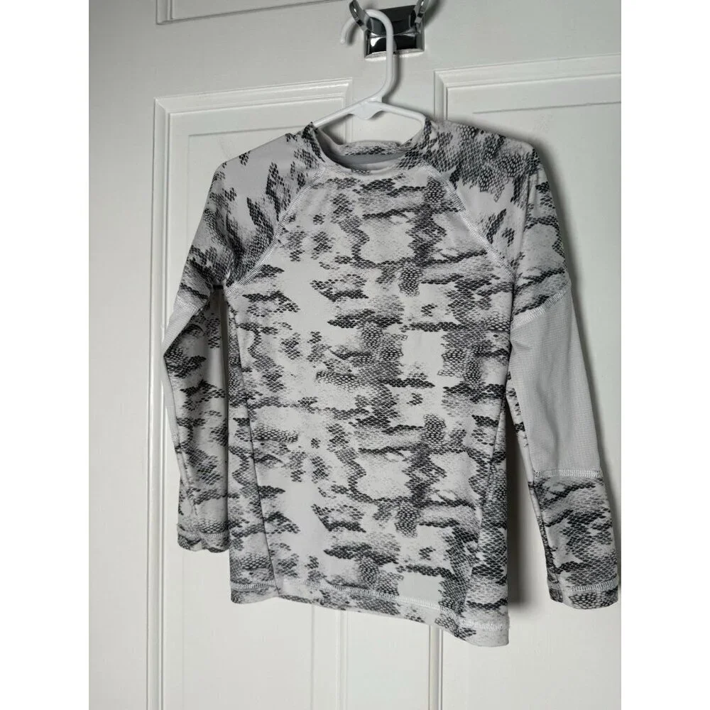DSG Boys Gray & White Snake Skin Compression LS Shirt Size 2XS (4-5)